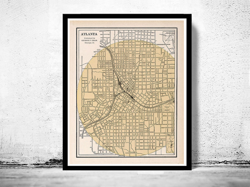Old Map of Atlanta City 1901 Vintage Map Wall Map Print - VINTAGE MAPS ...