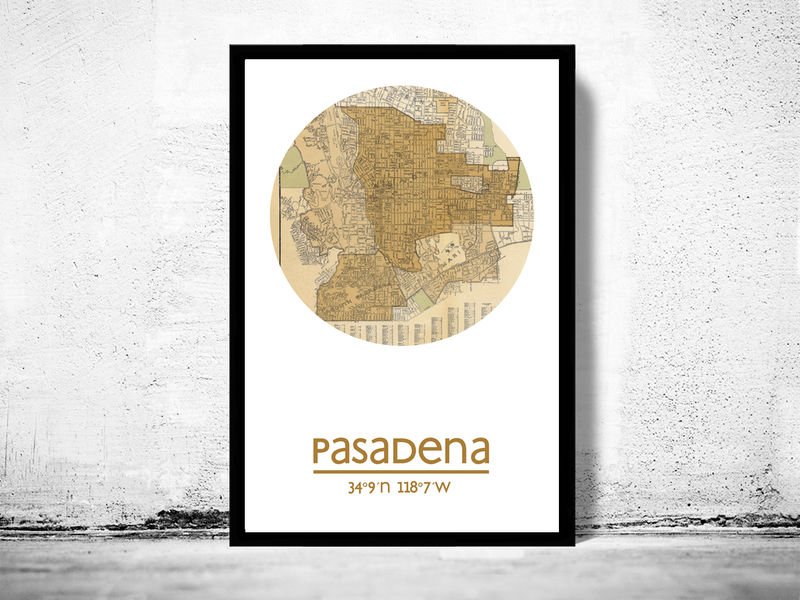 PASADENA CA city poster city map poster print VINTAGE MAPS AND PRINTS