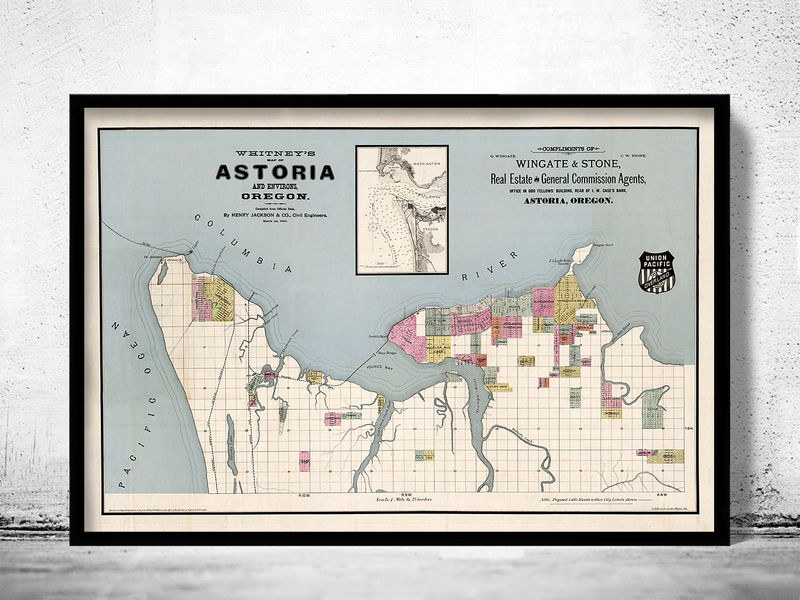 Astoria Oregon On Map Old Map Of Astoria Oregon 1890 Vintage Map - Vintage Maps And Prints
