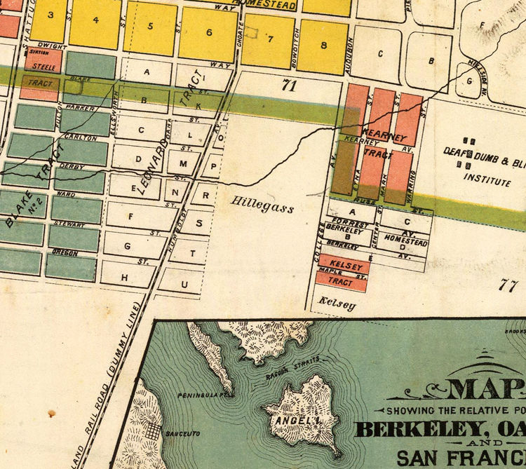 Old map of Berkeley California 1880 VINTAGE MAPS AND PRINTS