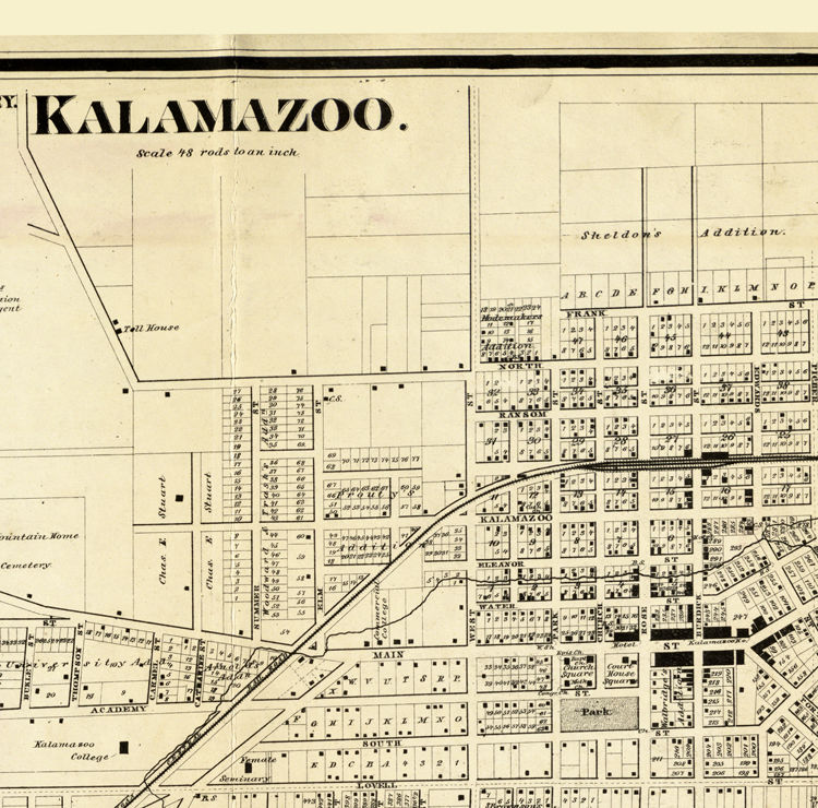 Old Map of Kalamazoo Michigan 1861 (FOUR PLATES) - VINTAGE MAPS AND PRINTS
