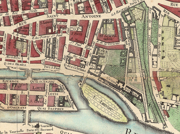 Old map of Paris 1784 - 4 PIECES Vintage Map Wall Map Print