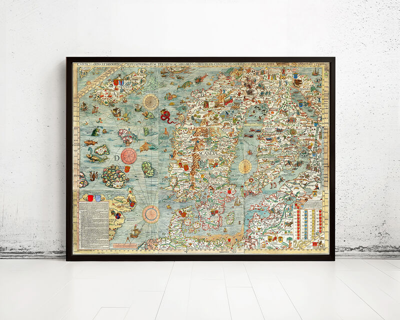 Old Vintage Map of Norway Sweden Scandinavia Antique