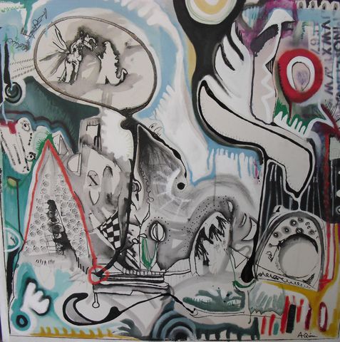 G,vs,adam quinn original art painting mixed media paint art electric picture house 