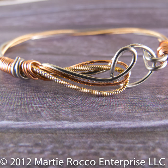 Guitar String Bangle Bracelet with Phosphorous bronze strings and