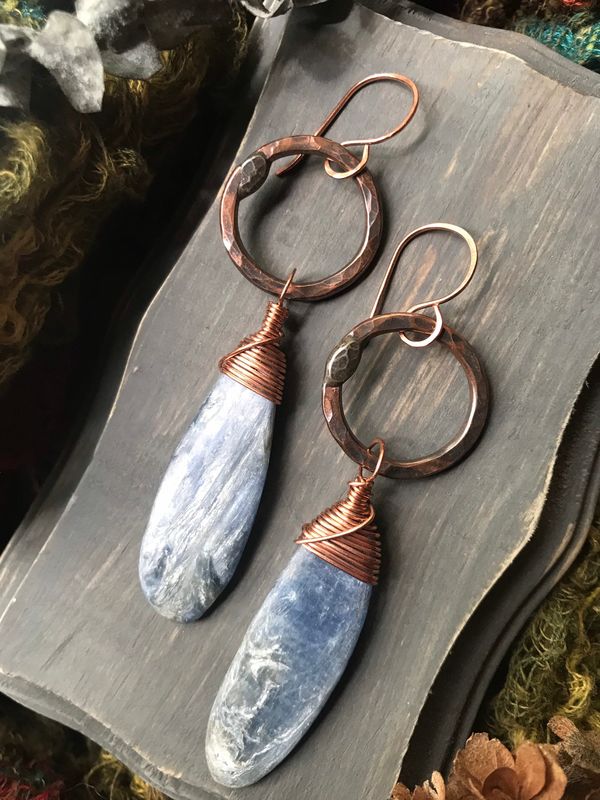 Kyanite Copper Circle Earrings - product images