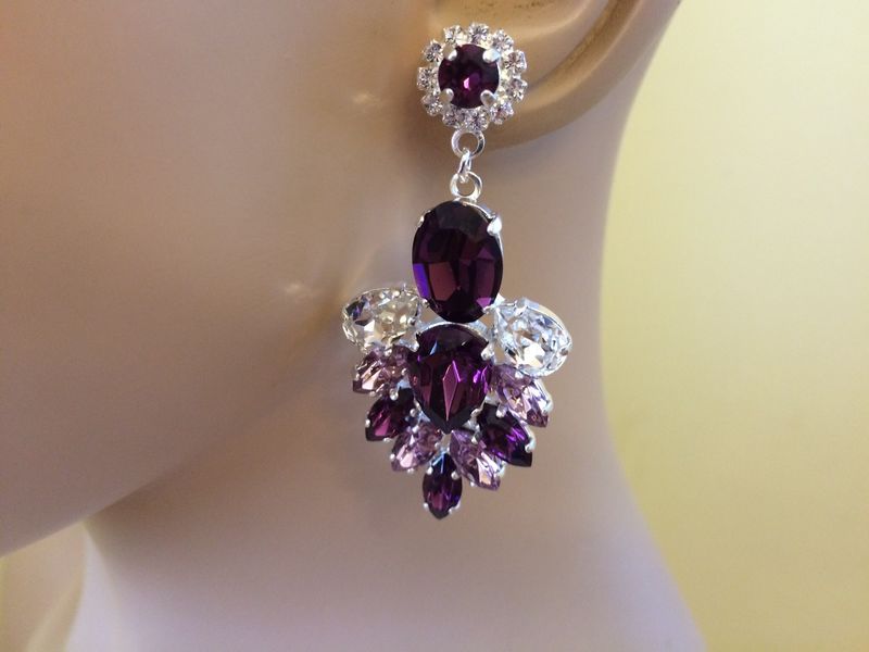 Amethyst Swarovski Crystal Statement Dangle Earrings The Amethyst Swarovski Crystal Statement Dangle Earrings Product Images Of