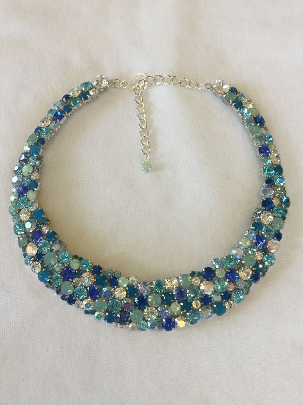 Tropical Blue Opal Swarovski Crystal Statement Necklace The Tropical Blue Opal Swarovski Crystal Statement Necklace The Rose Bridal Jewelry And Accessories