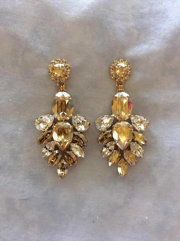 Champagne Swarovski Crystal Wedding Statement Earrings The Champagne Swarovski Crystal Wedding Statement Earrings Product Images Of