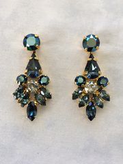 crystal bridal statement earrings dangle swarovski navy rose