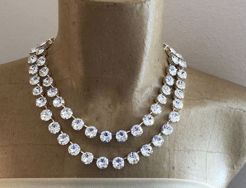 Double Strand Swarovski Crystal Statement Necklace The Crystal Rose