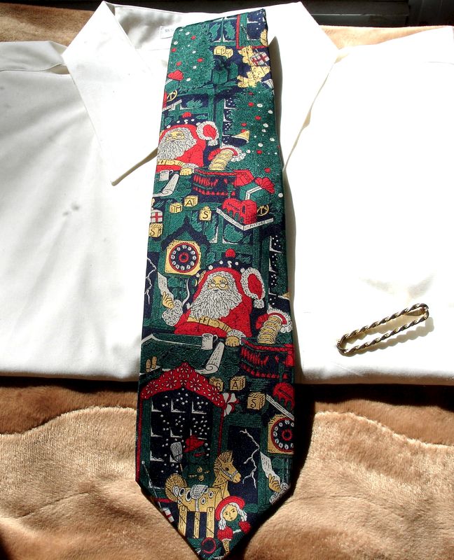 mens christmas tie by cape cod neckwear with santa in his workshop mens christmas tie