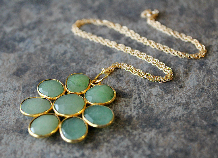 gold and green statement necklace
