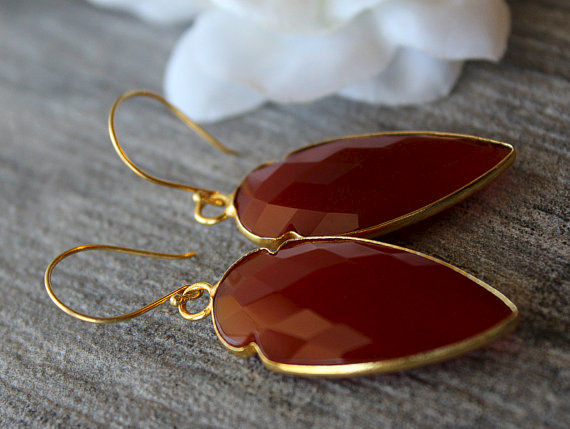 Arrow Red Carnelian Drop Earrings Burnt Dangle Gemstone Arrow Red Carnelian Drop Earrings Burnt Dangle Gemstone Jewelry Dagger Bygerene