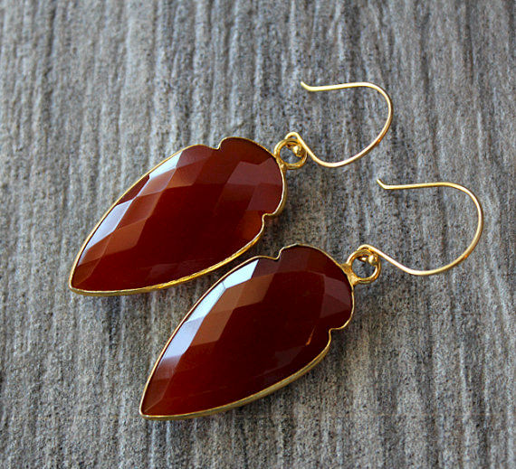 Arrow Red Carnelian Drop Earrings Burnt Dangle Gemstone Arrow Red Carnelian Drop Earrings Burnt Dangle Gemstone Jewelry