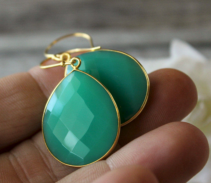 Medium Chrysoprase Green Chalcedony Drop Earrings Emerald Medium Chrysoprase Green Chalcedony Drop Earrings Emerald Large Dangle