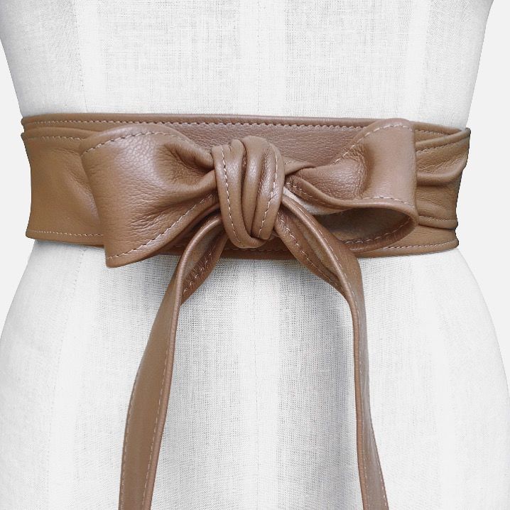 Ella leather belt, taupe or grey lambskin Mano Bello
