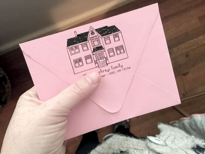 house portrait rubber stamp