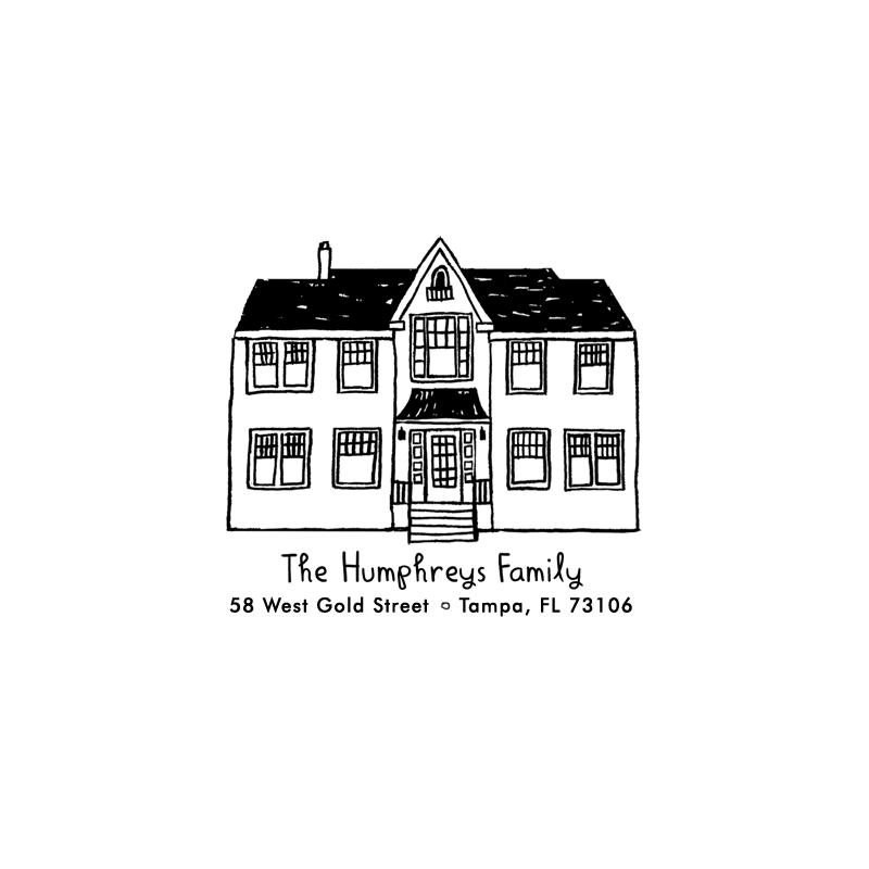 house portrait rubber stamp