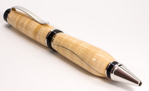 Curly,Maple,Segmented,Cigar,Pen,maple, curly maple, segmented, rhodium, platinum, cigar, pen, pens, handmade, hand made, handcrafted, hand crafted, writing pen, writing pens