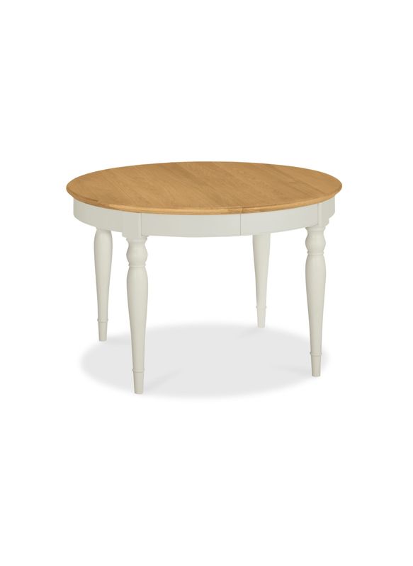 Jarvis Round Extension Table In Soft Grey And Oak Redvers