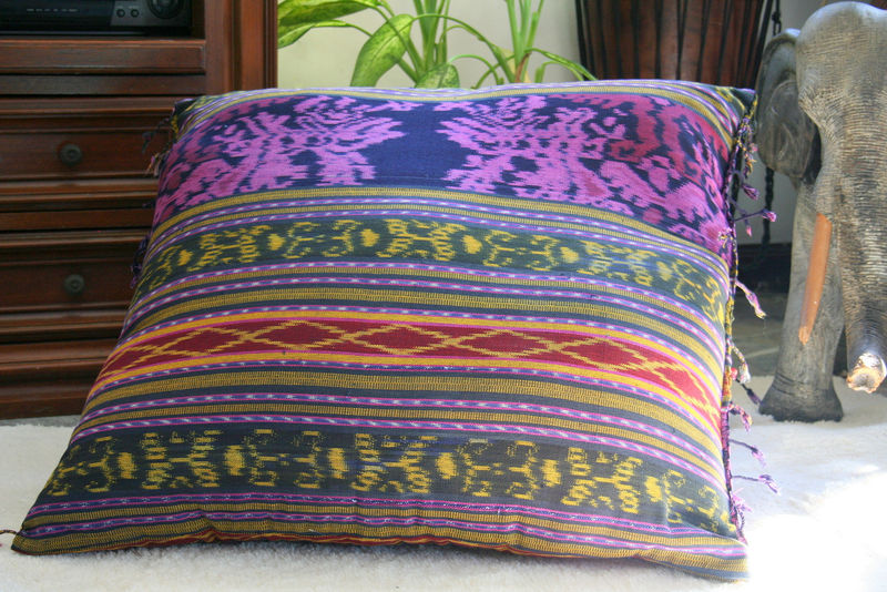Berry Hand Woven Ikat Pillows, 30 Inch Floor Pillows Or 16 Inch Throw Pillows - Siamese Dream Design