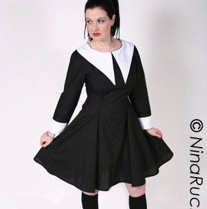 Gothic,Lolita,Cute,Lenore,Dress,Clothing,Women,gothic,lolita,loli,cute,kawaii,women,black,white,custom_size,plus_size,wednesday_aadams,cotton,thread,zipper