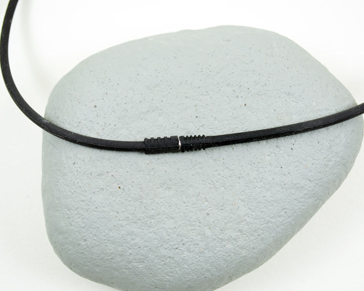 3mm 18" Black Rubber Tubing Cord Necklace with Secure Stainless Steel