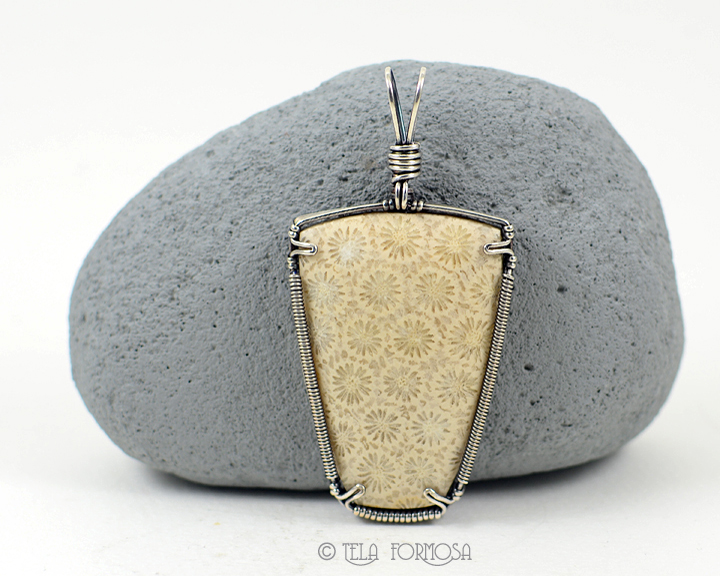 Indonesian petrified coral pendant tela formosa