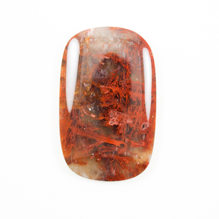 red filament moss agate cabochon
