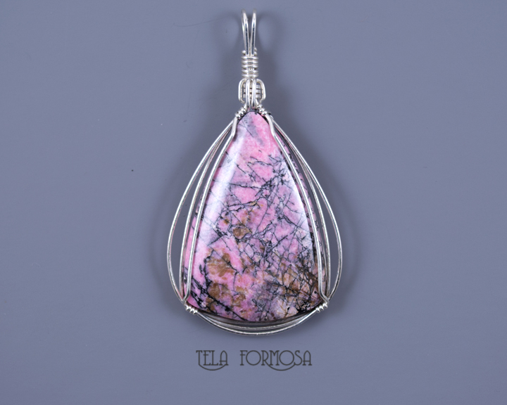 spiderweb rhodonite pendant