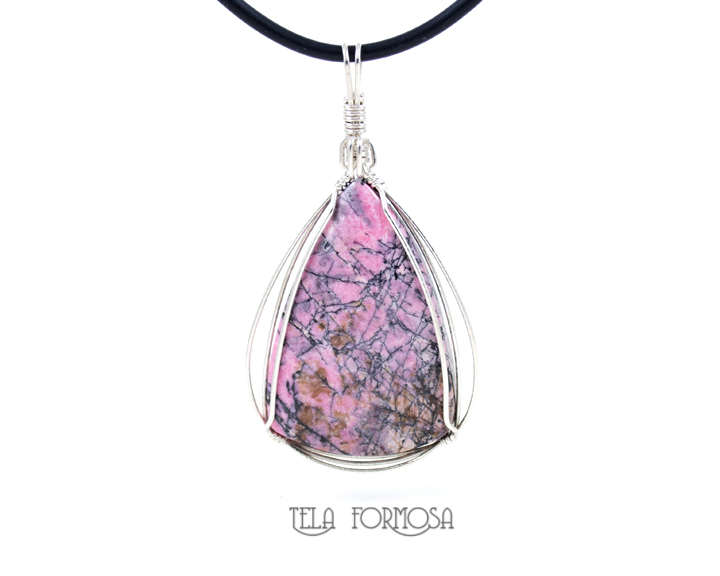 spiderweb rhodonite pendant