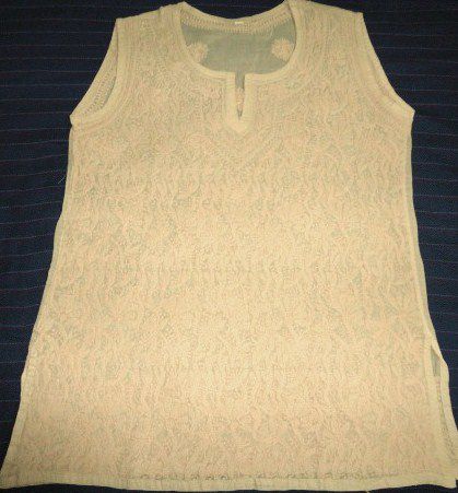 Cotton,Tunic,in,Fawn,Color,with,Beautiful,Hand,Embroidery,summer tunic, hand embroidered top, chikankari kurti