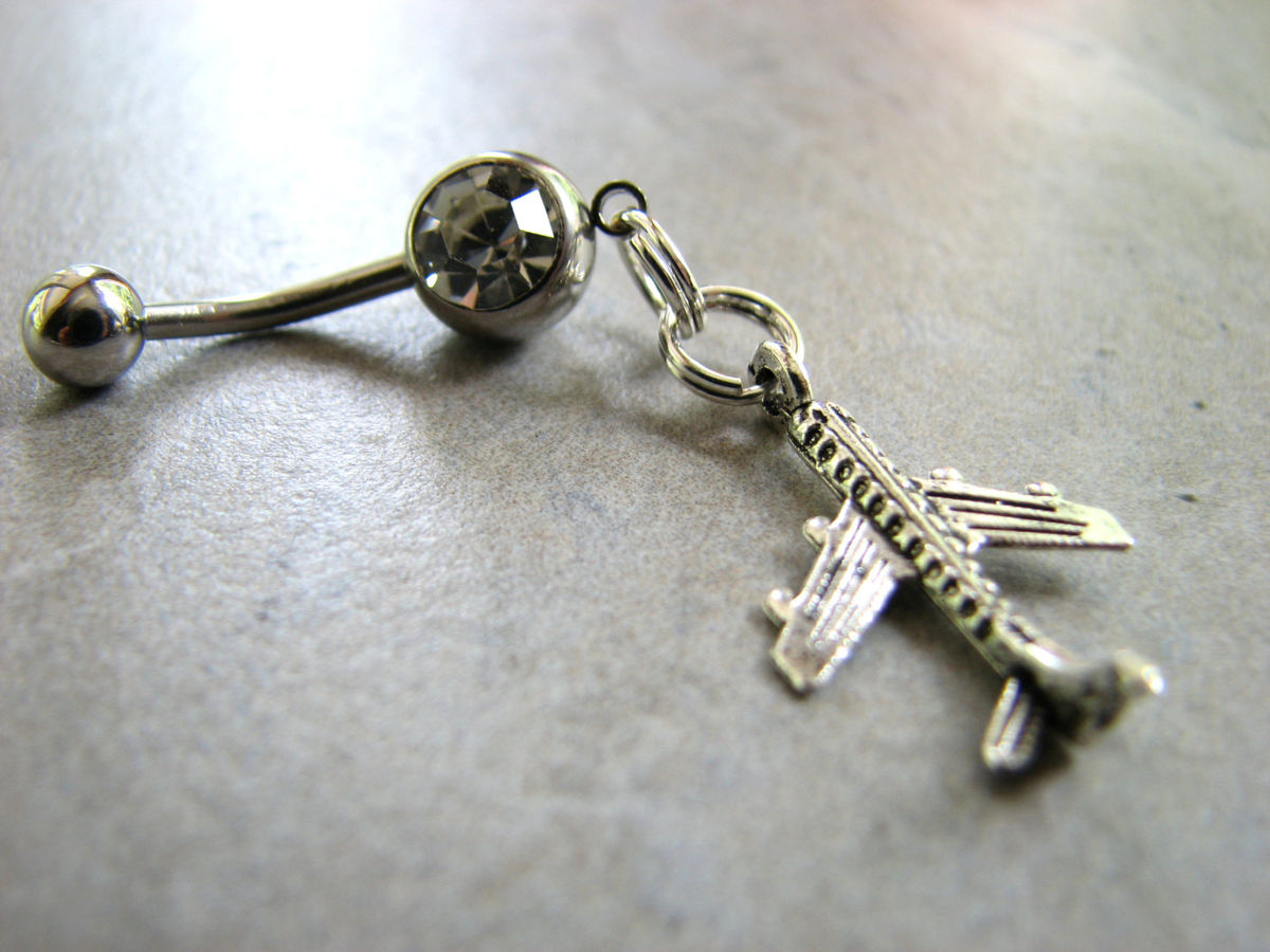Airplane Belly Button Piercing Bits off the Beach