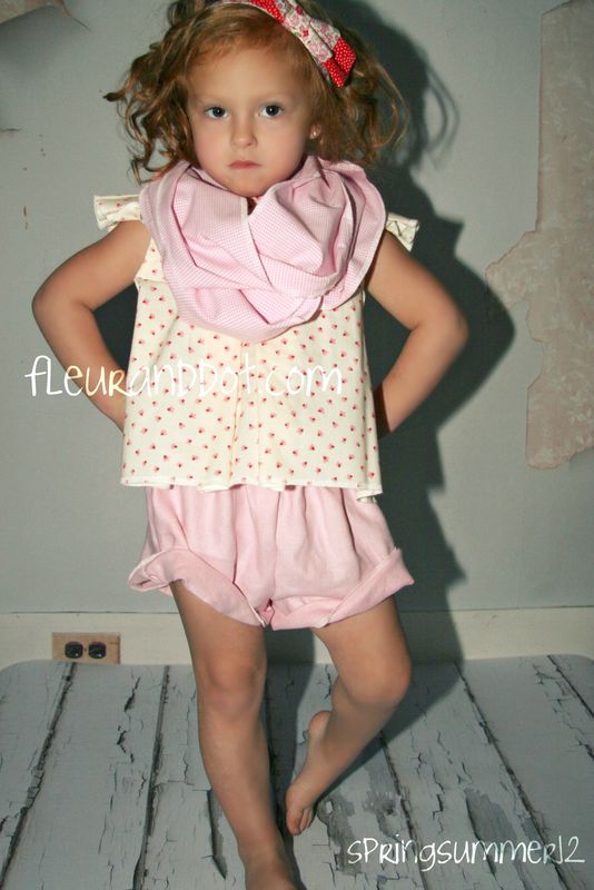 The Ruffle Top Shorts in Bubble Gum Linen from the Fleur + Dot SpringSummer12 Collection - product images  of 