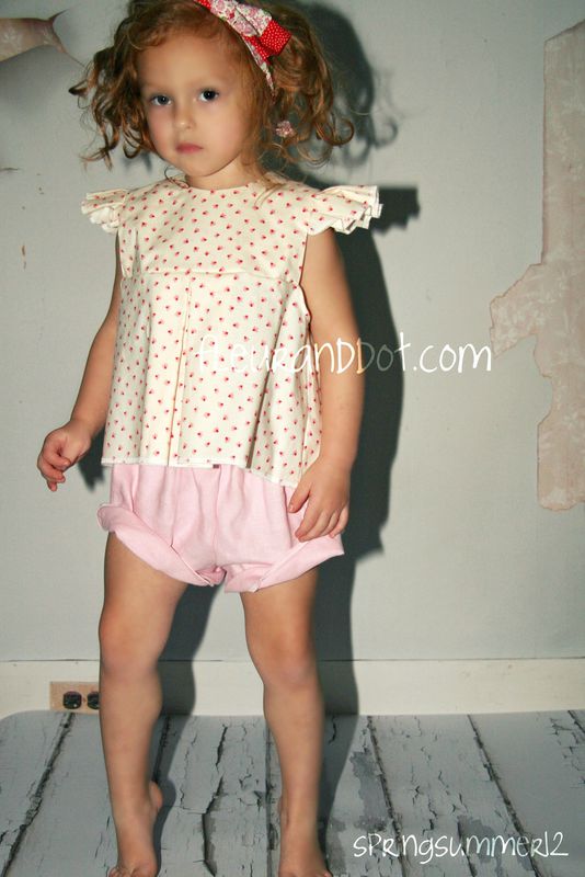 The Ruffle Top Shorts in Bubble Gum Linen from the Fleur + Dot SpringSummer12 Collection - product images  of 