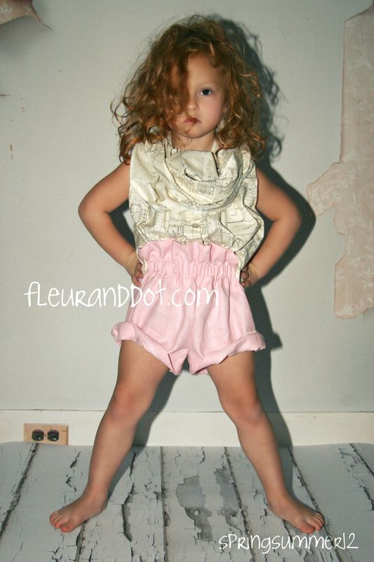 The Ruffle Top Shorts in Bubble Gum Linen from the Fleur + Dot SpringSummer12 Collection - product images  of 