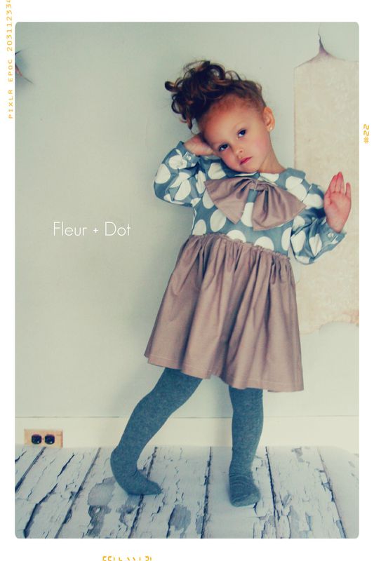 My Petite Dot Girls Dress with Peter Pan Collar and Bow from Fleur + Dot Autumn Winter 12 Collection - product images  of 