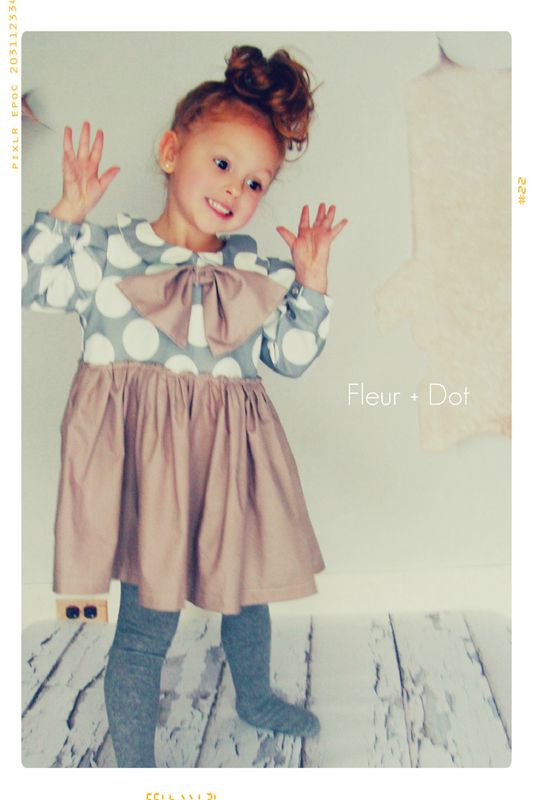 My Petite Dot Girls Dress with Peter Pan Collar and Bow from Fleur + Dot Autumn Winter 12 Collection - product images  of 