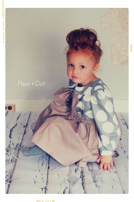 My Petite Dot Girls Dress with Peter Pan Collar and Bow from Fleur + Dot Autumn Winter 12 Collection - product images  of 