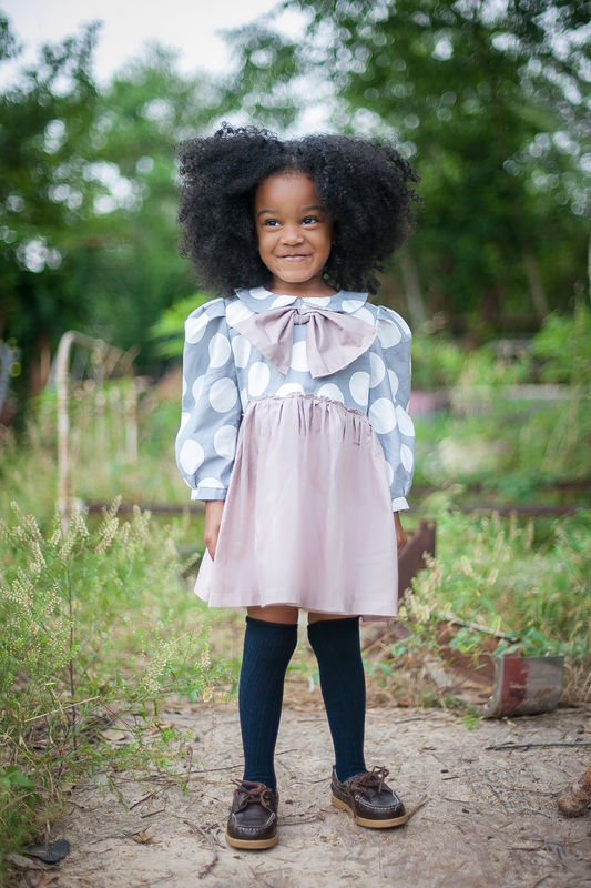 My Petite Dot Girls Dress with Peter Pan Collar and Bow from Fleur + Dot Autumn Winter 12 Collection - product images  of 