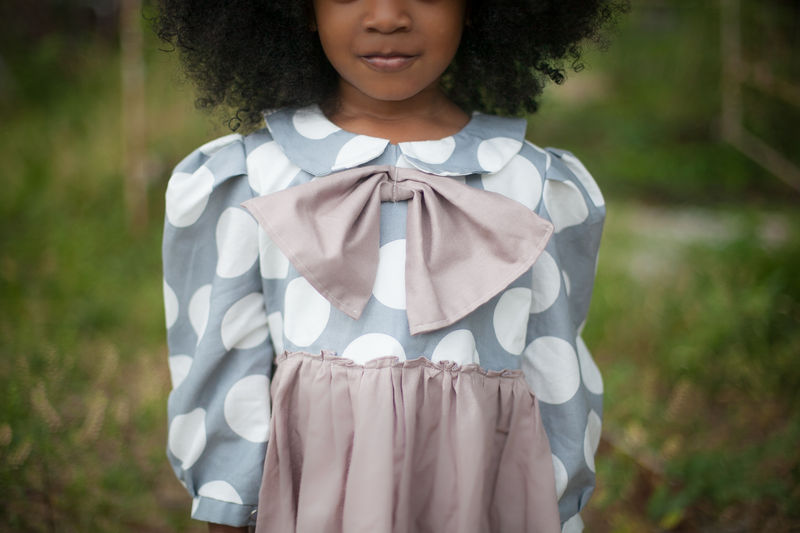My Petite Dot Girls Dress with Peter Pan Collar and Bow from Fleur + Dot Autumn Winter 12 Collection - product images  of 