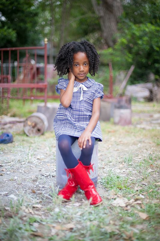 The Blue Grid Bow Shift with Peter Pan Collar Girls Dress from the Fleur + Dot Autumn Winter 12 Collection - product images  of 