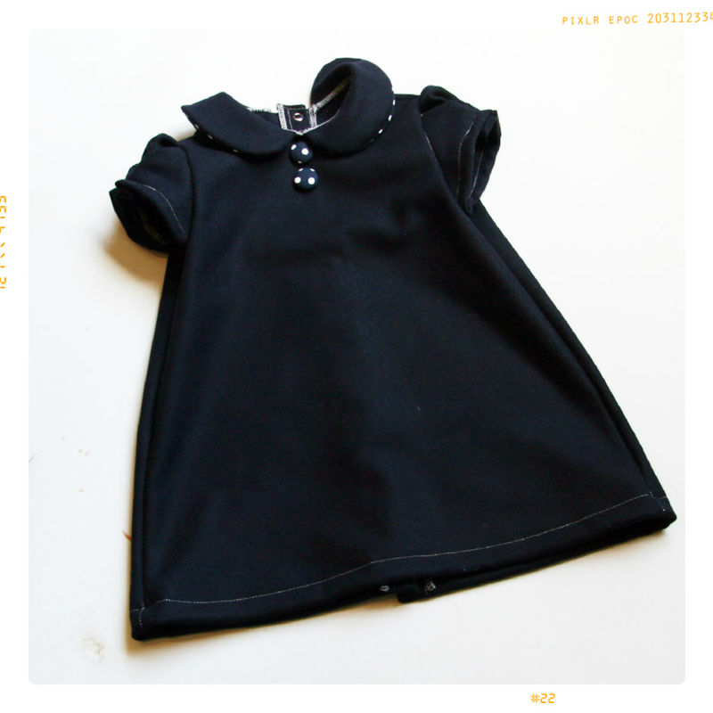 The Navy Wool Dot Collared Shift Girls Dress from Fleur + Dot Autumn Winter 12 Collection - product images  of 