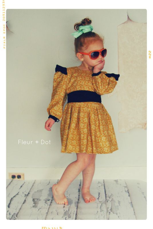 The Open Prairie Girls Dress with Ruffle and Puff SLeeves from Fleur + Dot Autumn Winter 12 Collection - product images  of 