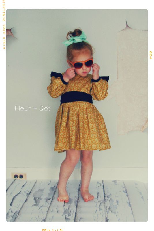 The Open Prairie Girls Dress with Ruffle and Puff SLeeves from Fleur + Dot Autumn Winter 12 Collection - product images  of 
