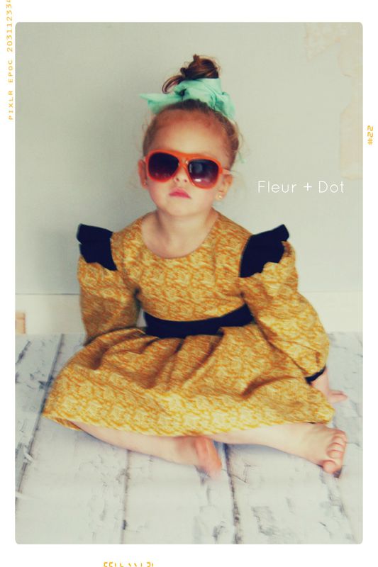 The Open Prairie Girls Dress with Ruffle and Puff SLeeves from Fleur + Dot Autumn Winter 12 Collection - product images  of 