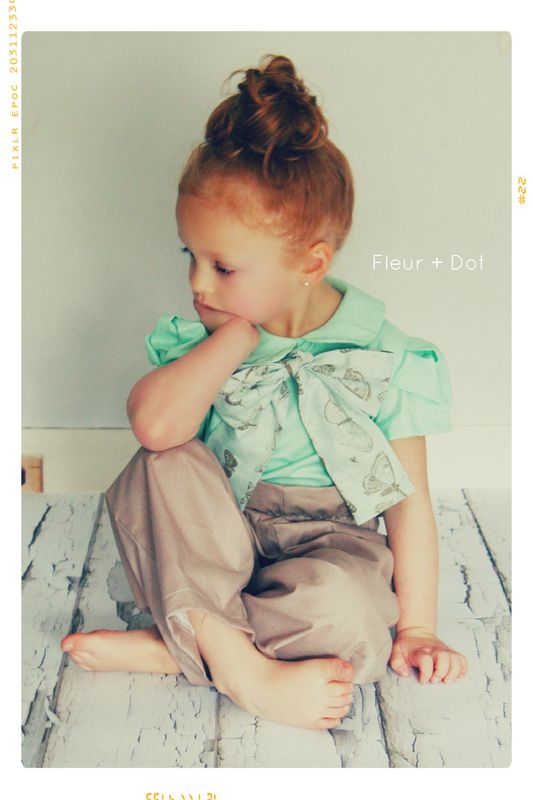 The Minted or Navy Bow Peter Pan Collar Girls Blouse from the Fleur + Dot Autumn Winter 12 Collection - product images  of 