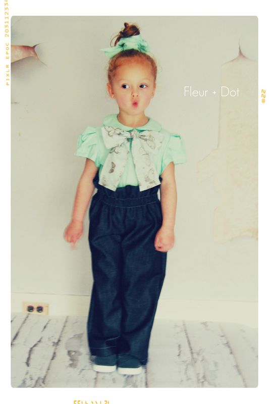 The Minted or Navy Bow Peter Pan Collar Girls Blouse from the Fleur + Dot Autumn Winter 12 Collection - product images  of 