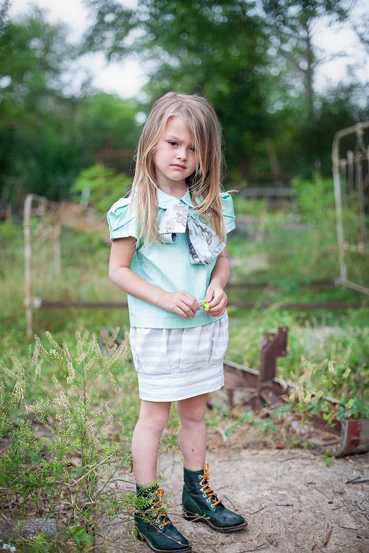 The Minted or Navy Bow Peter Pan Collar Girls Blouse from the Fleur + Dot Autumn Winter 12 Collection - product images  of 